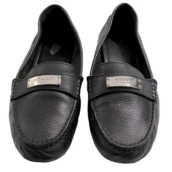 Coach Fredrica Pebble Grain Leather Loafer Flats Size 37.5 - Picture 2 of 12